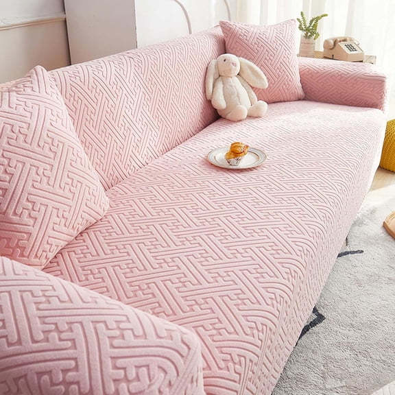 Lanola High Stretch Couch Cover, Thick Velvet Non Slip Soft Sofa Slipcover for 1-5 Seater, Washable Living Room Scratch Proof Furniture Protector
