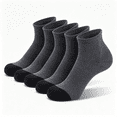 thumbnail image 1 of Lanola Mens 100% Cotton Cushioned Ankel Socks, Athletic Performance Running Moisture Wicking Breathable Quarter Socks，5-Pack（Grey）, 1 of 7