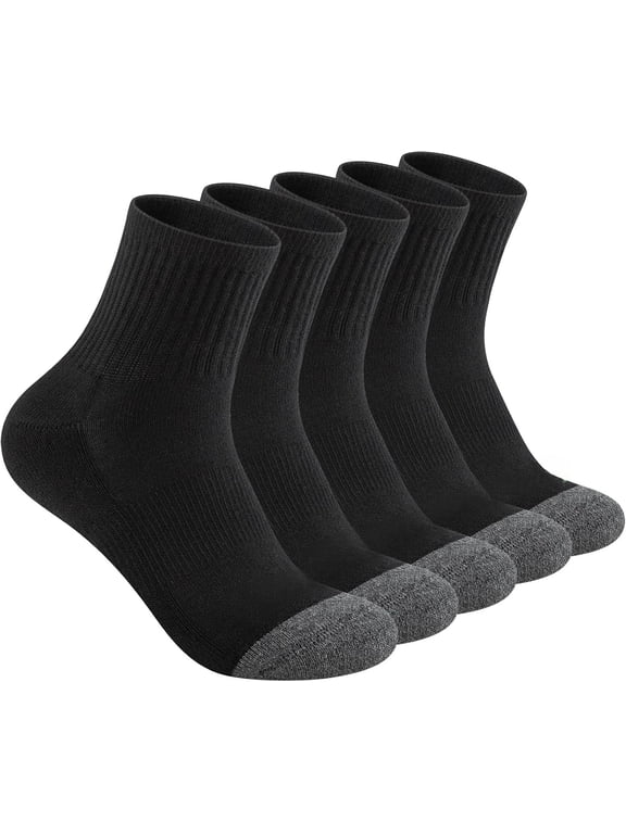 Mens 100% Cotton Cushioned Ankel Socks, Athletic Performance Running Moisture Wicking Breathable Quarter Socks