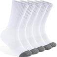 thumbnail image 1 of Lanola Mens 100% Cotton Cushioned Crew Socks, Athletic Performance Moisture Wicking Work socks，5-Pack（White）, 1 of 7