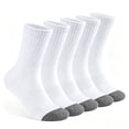 thumbnail image 1 of Lanola Mens 100% Cotton Cushioned Crew Socks, Athletic Performance Moisture Wicking Work socks，5-Pack（White）, 1 of 7
