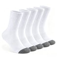 thumbnail image 1 of Lanola Mens 100% Cotton Cushioned Crew Socks, Athletic Performance Moisture Wicking Work socks，5-Pack（White）, 1 of 7