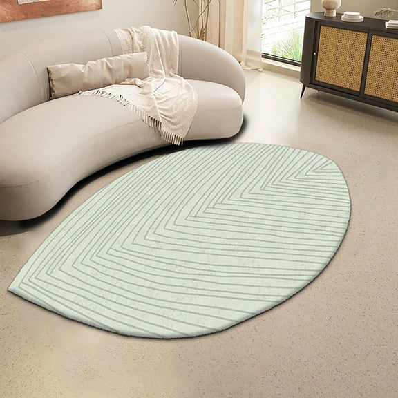 Lanola Modern Irregular Shaped Rug,Non-Slip Area Rugs, Oval Fluffy Faux Wool Carpet,Indoor Washable Rug for Living Room Bedroom Playroom Decor Floor Mat