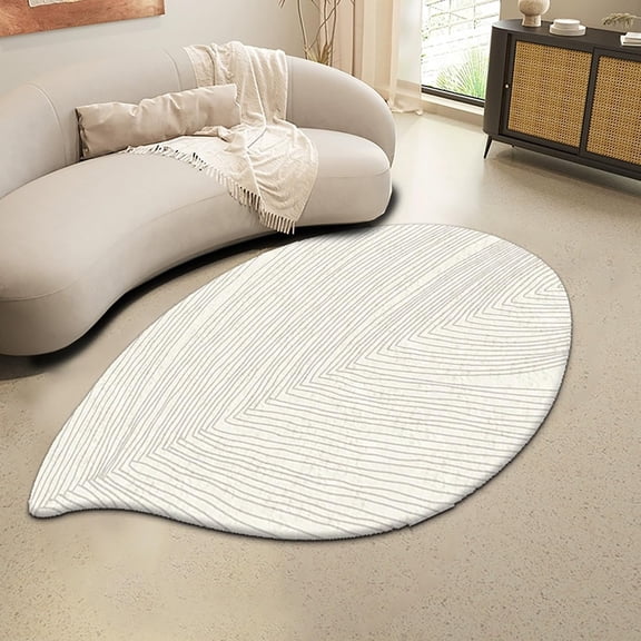 Lanola Modern Irregular Shaped Rug,Non-Slip Area Rugs, Oval Fluffy Faux Wool Carpet,Indoor Washable Rug for Living Room Bedroom Playroom Decor Floor Mat
