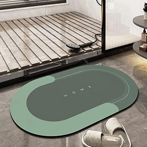 Lanola Modernized Magic Mat Bathroom, Magic Mat,Modernized Bath Mats,Super Absorbent Non Slip Bathroom Rug for Floor,Kitchen and Washing Machine (Dark Gray-Oval,15.7 * 47.2 in)