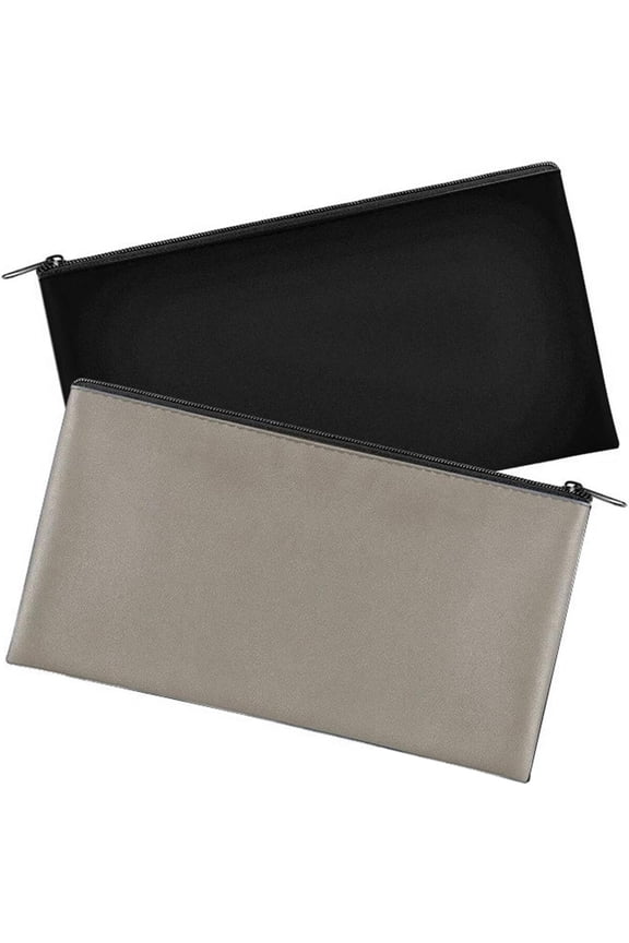 Money Bags with Zipper Cash Bank Deposit Pouch Leather Passports Bag Document Holder Check Wallet 2 Pack