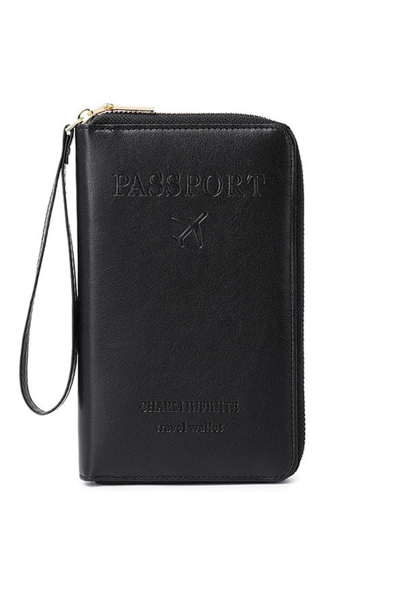 Multi-Function RFID Travel Passport Wallet - Passport Holder for Women & Men | Holds Phones, Passports, Cash, Cards & Boarding Passes (Black)