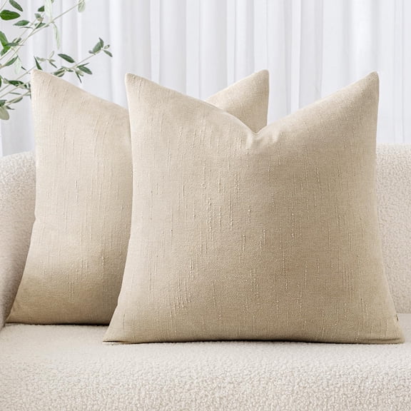Lanola Pack of 2 Decorative Throw Pillow Covers Soft Chenille Throw Pillows Solid Neutral Farmhouse Textured Cushion Covers for Couch Sofa Bedroom Living Room 20x20 Inch, Taupe Grey