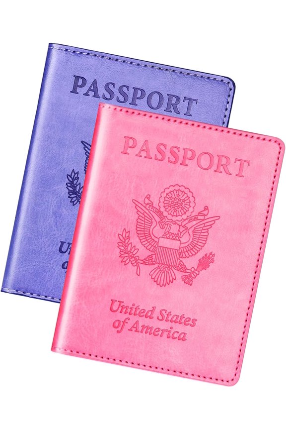 Passport Holder for Travel Cruise Essentials 2 Pcs, Passport Cover Wallet Case Travel Gifts Women Men Family, Passports Book Holders Vacation Accessories Must Haves