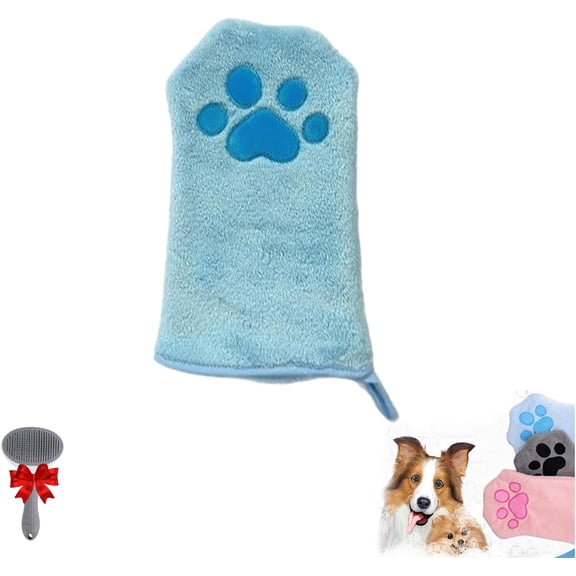 Lanola Paw Bathing Towel for Cats, Ultra Absorbent Microfiber Dog Cat Towel with Paw Print Design, Quick Drying Pet Bath Towel, Suitable for Cats and Dogs (3PCS)