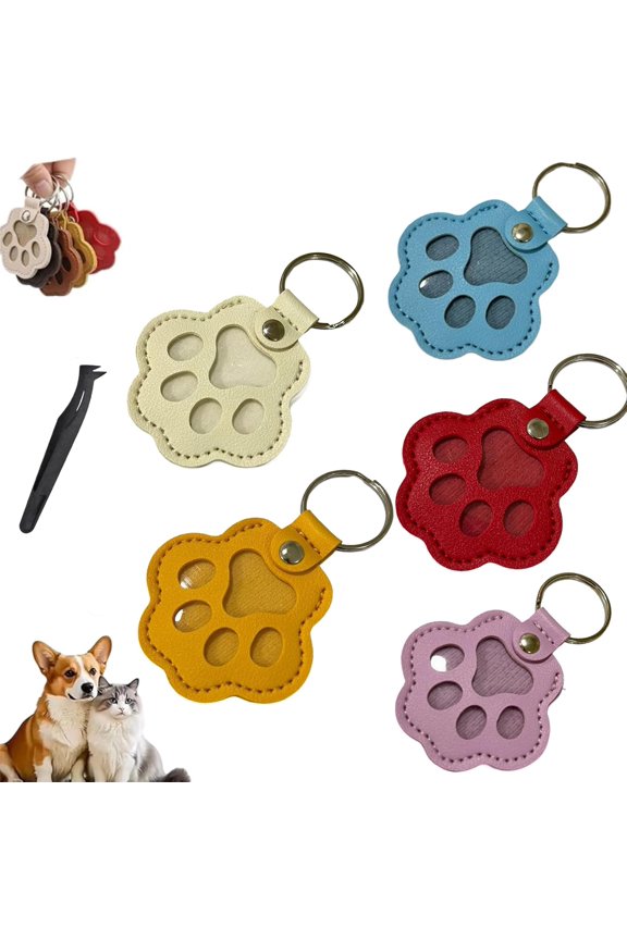 Paw Keys, Pawkeys, Handcrafted Leather Pet Memorial Keychain, Dog Cat Hair Storage Keepsake for Bag Purse
