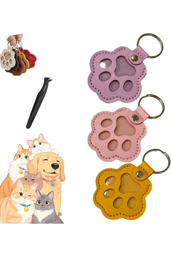 Paw Keys, Pawkeys, Handcrafted Leather Pet Memorial Keychain, Dog Cat Hair Storage Keepsake for Bag Purse
