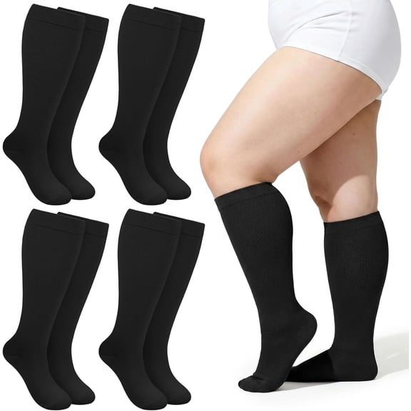 Lanola Plus Size Socks for Women Men Wide Calf L/XL-5XL (15-20mmhg) Knee High Socks Support Compression Stockings for Nurses and Flying