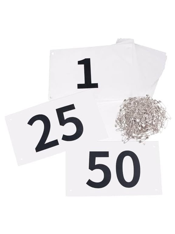 Tearproof Running Bibs with Safety Pins, Waterproof Competitor Numbers for Marathons, Track, and Sports Race Events