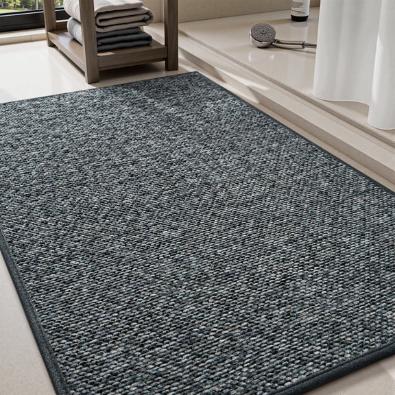 Lanola Thin Braided Bath Mat, Non-Slip Rubber Backed Washable Bathroom Rug, Quick Dry Absorbent Shower Carpet