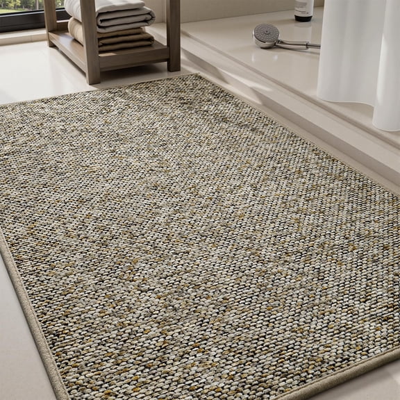 Lanola Thin Braided Bath Mat, Non-Slip Rubber Backed Washable Bathroom Rug, Quick Dry Absorbent Shower Carpet