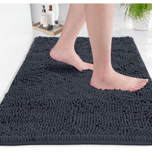 Lanola Ultra Soft Texture Chenille Plush Bath Rugs Floor Mats, Bath Rug Non Slip Microfiber Door Mat for Kitchen/Entryway/Living Room (30 x 20 inches, Turquoise)