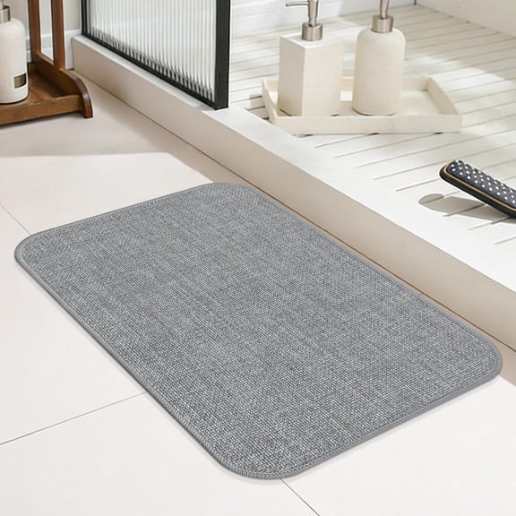 Lanola Ultra Thin Non-Slip Bathroom Rug 24" x 16", Quick Drying Absorbent Low-Profile Bath Mat Fits Under Door