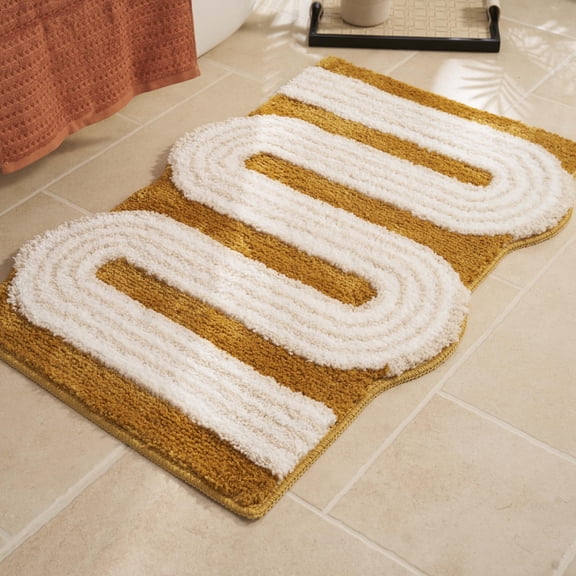 Lanola Unique Boho Bathroom Rugs, Cute Bath Mat with Funky Design, Fun Bohemian Decor for Bathroom Bedroom, Machine Washable Soft Non-Slip Bath Rug,