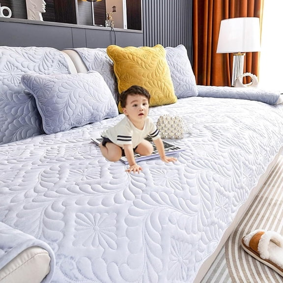 Lanola Upgraded Couch Covers - Pet sectional Sofa Covers Washable for Living Room,Funny Fuzzy Couch Covers for 3 Cushion Couch Sofa pet Friendly,Furniture Protector Quilted sectional l Shape