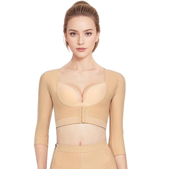 Lanola Upper Arm Shaper Compression Sleeves for Women, Lift Slimmer Compression Sleeves, Front Closure Shapewear Tops,Black,XS