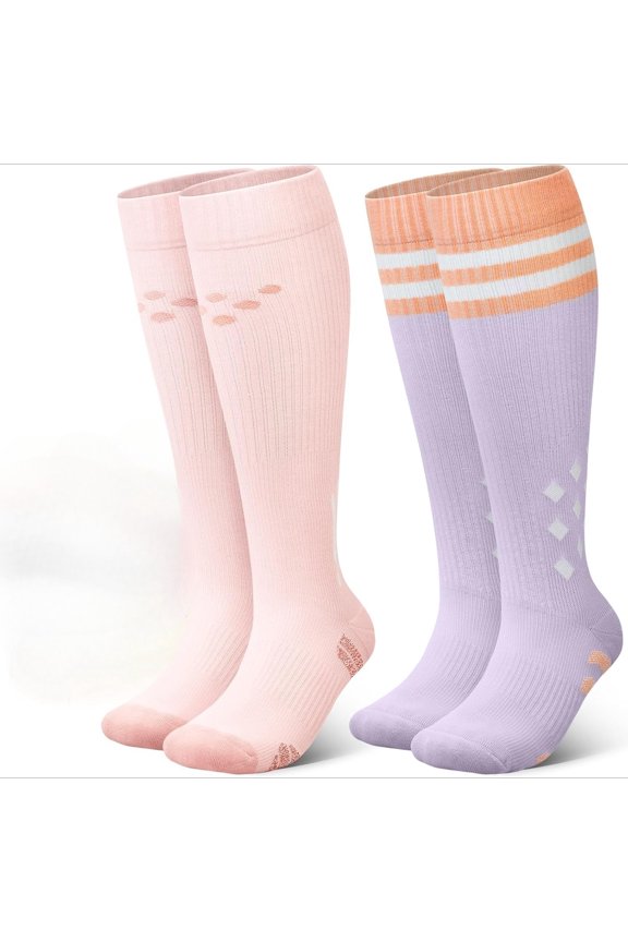 Wide Calf Compression Stockings for Women & Men 15-20 mmHg Cushioned Sole Knee High Support Socks for Long Hours & Daily Wear