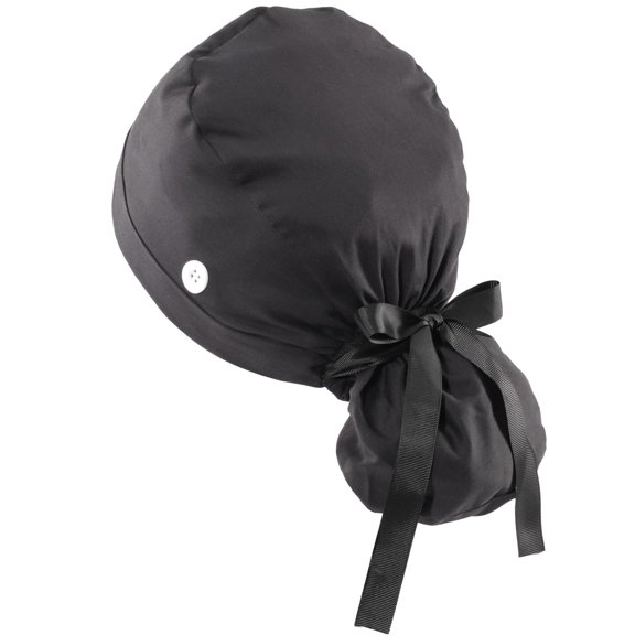 Lanola Women’s Ponytail Scrub Cap with Buttons and Sweatband, Cotton Bouffant Surgical Hat for Nursing and Dental