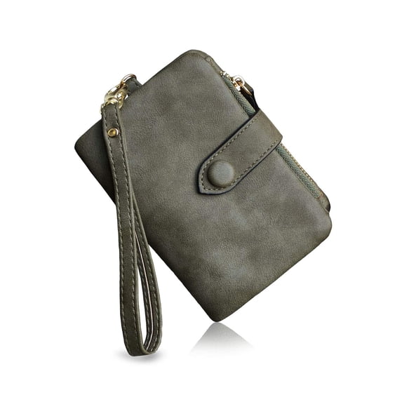 Lanola Womens Small Bifold Leather Wallets RFID Ladies Wristlet with Card Slots id Window Zipper Coin Purse | Small, Bifold, RFID, Wristlet, with Card Slots, id Window