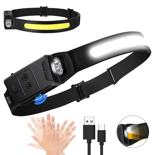 Headlamp 3 Pack, Rechargeable 230° Wide Beam Headlamps, 5 Lighting Modes Motion Sensor Headlamp Adjustable Headband Lightweight Waterproof Headlight Fis