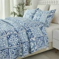 thumbnail image 1 of Lanpei Boho Bedspread Set 3-Piece King, Cotton Floral Quilt Coverlet Blue Bedding Set Lightweight Farmhouse Bedroom Hotel Quilted Bedspread (1 Coverlet+2 Pillow Shams), 1 of 7