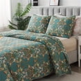 thumbnail image 1 of Lanpei Boho Floral Bedspread Set 2-Piece Twin, 100% Cotton Flower Quilt Coverlet Green Bedding Set Lightweight Farmhouse Quilted Bedspread (1 Coverlet+1 Pillow Sham), 1 of 7