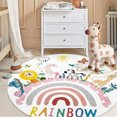 thumbnail image 1 of Lanpei Rainbow Play Mat 4Ft Round Pink Carpet for Girls Bedroom Circle Animal Nursery Playroom Rug Crawling Mat Bedside Rug for Kids Room Decor, Pink, 1 of 7