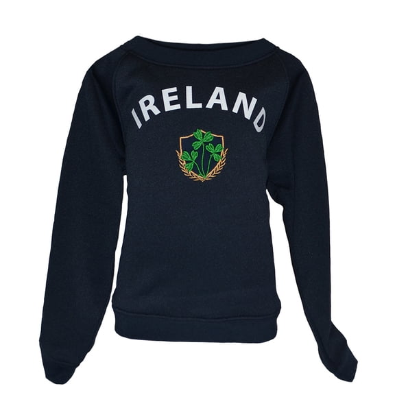Lansdowne Big Girl's Navy Ireland Shamrock Crest Crew Neckline Kids Sweatshirt