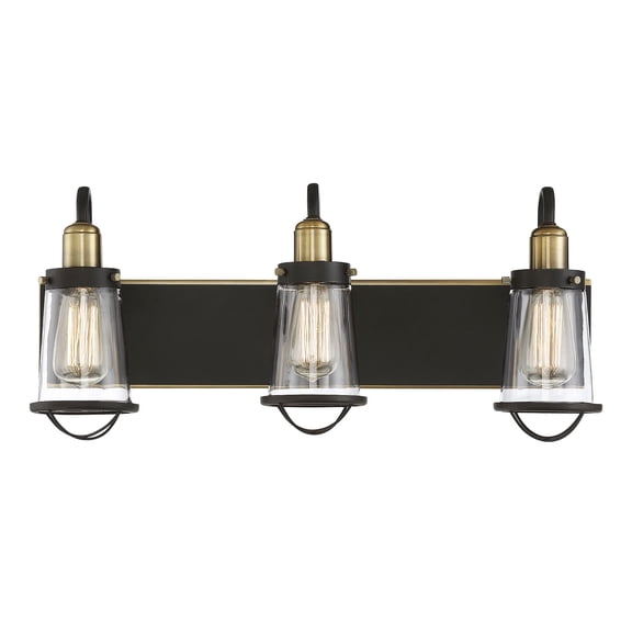 Lansing 3-Light Bathroom Vanity Light in English Bronze and Warm Brass