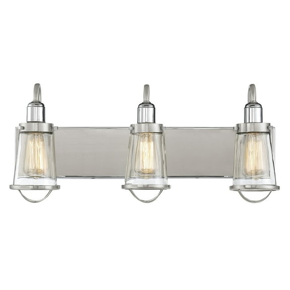 Lansing 3-Light Bathroom Vanity Light in Satin Nickel with Polished Nickel Accents