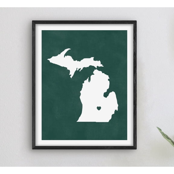 Lansing Michigan Art College Themed Alumni Map Wall Art, Travel Inspired Home And Office Decor