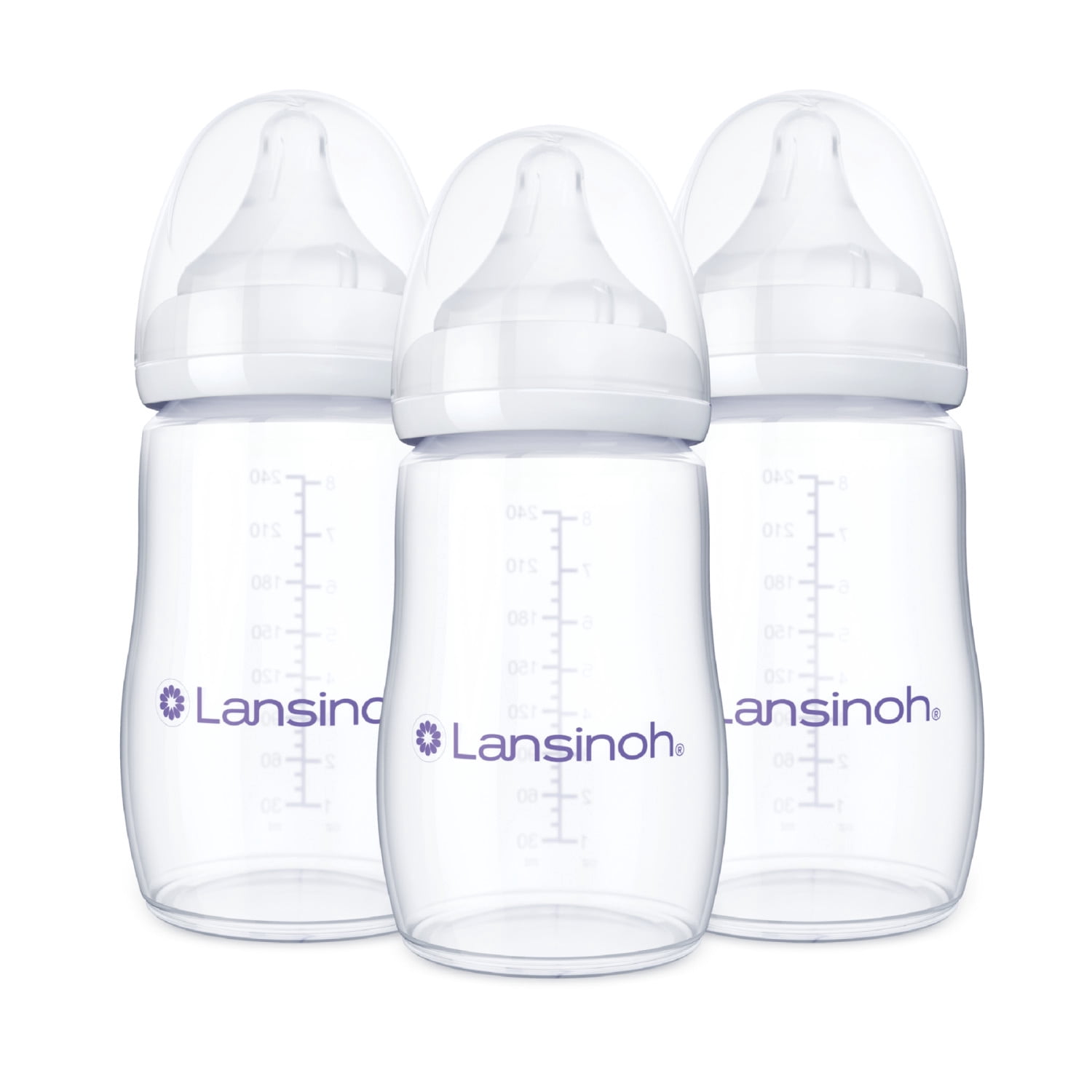 Lansinoh Anti-Colic Baby Bottles, BPA-Free Plastic, 8oz, 3pk, Medium ...