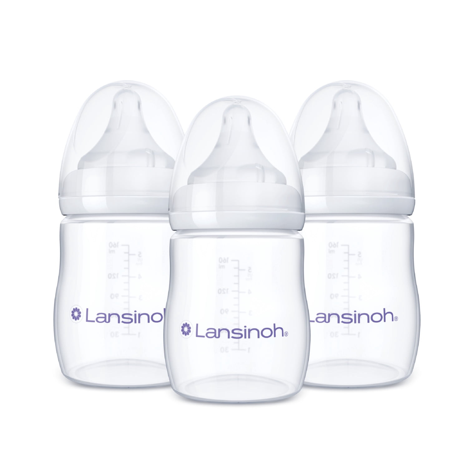 Biberones Anti-Cólicos Lansinoh, Plástico sin BPA, 5oz, 3pk, Tetinas de Flujo Lento (Talla S), Biberón para Lactancia, Diseño NaturalWave, Esenciales para Bebé