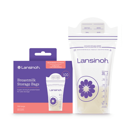 Lansinoh Breastmilk Storage Bags, 100 Count, Fast Freeze & Thaw, 6 oz