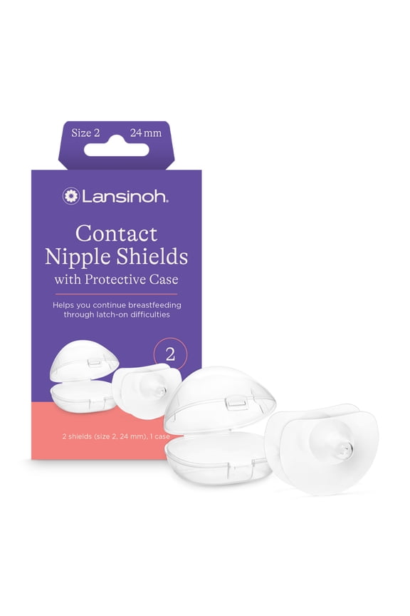 Contact Silicone Nipple Shields for Breastfeeding, 20mm, 2 Count with Case