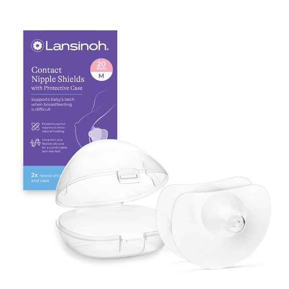 Lansinoh Contact Nipple Shields, 2 Nipple Shields (20mm) and Case