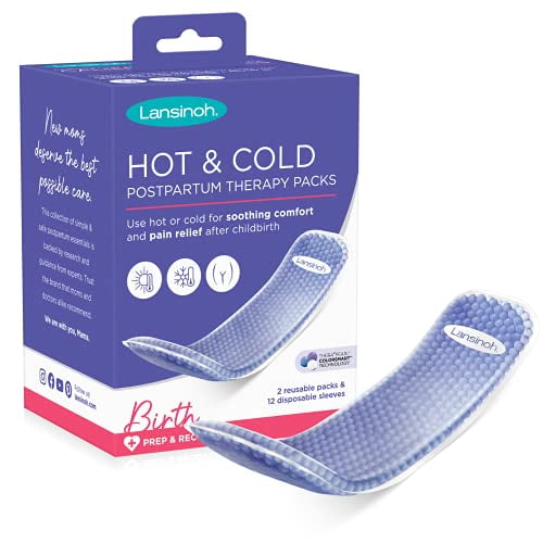 Lansinoh Hot and Cold Pads for Postpartum Essentials, Purple, 2 Count Postpartum  Pads 