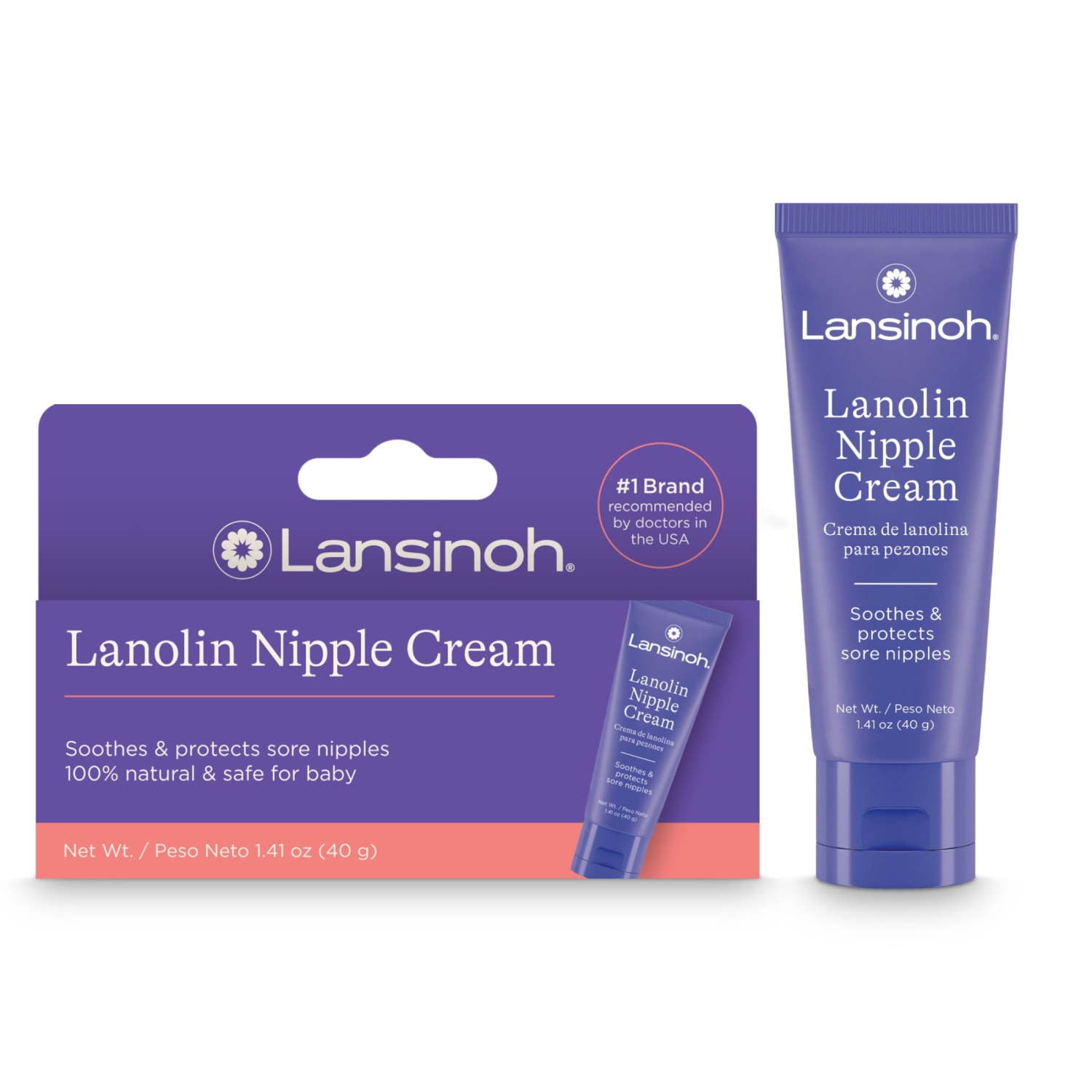 Lansinoh Lanolin Nipple Cream Safe for Breastfeeding Baby, 100% Natural, Breastfeeding Essentials, 1.41 oz