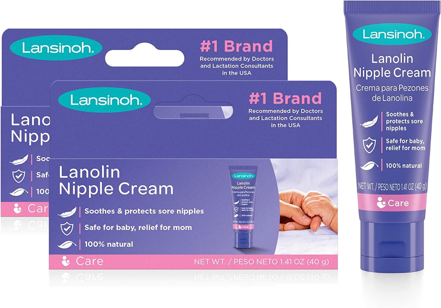 Lansinoh Lanolin Nipple Cream, Safe for Baby and Mom, Breastfeeding Essentials, 2.82 Ounces