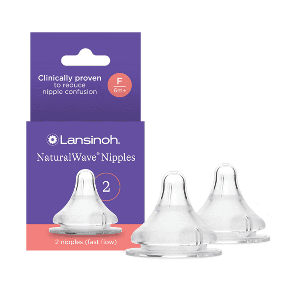 Lansinoh NaturalWave Baby Bottle Nipples, Fast Flow (4L), 2 Count