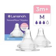 Lansinoh NaturalWave Baby Bottle Nipples, Anti Colic, Medium Flow, Size M, 2 Count