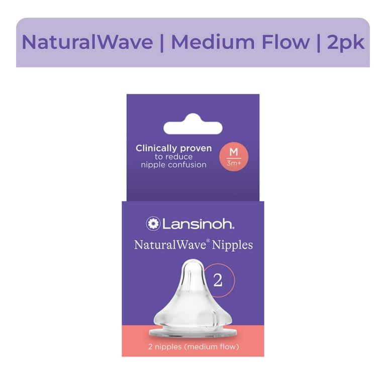 Lansinoh NaturalWave Baby Bottle Nipples, Anti Colic, Medium Flow
