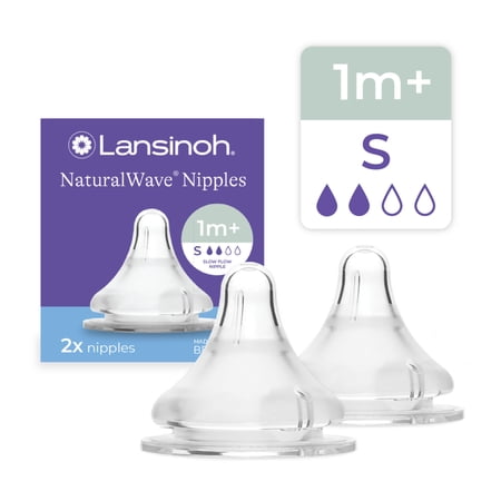 Lansinoh NaturalWave Baby Bottle Nipples, Slow Flow, 2 Ct