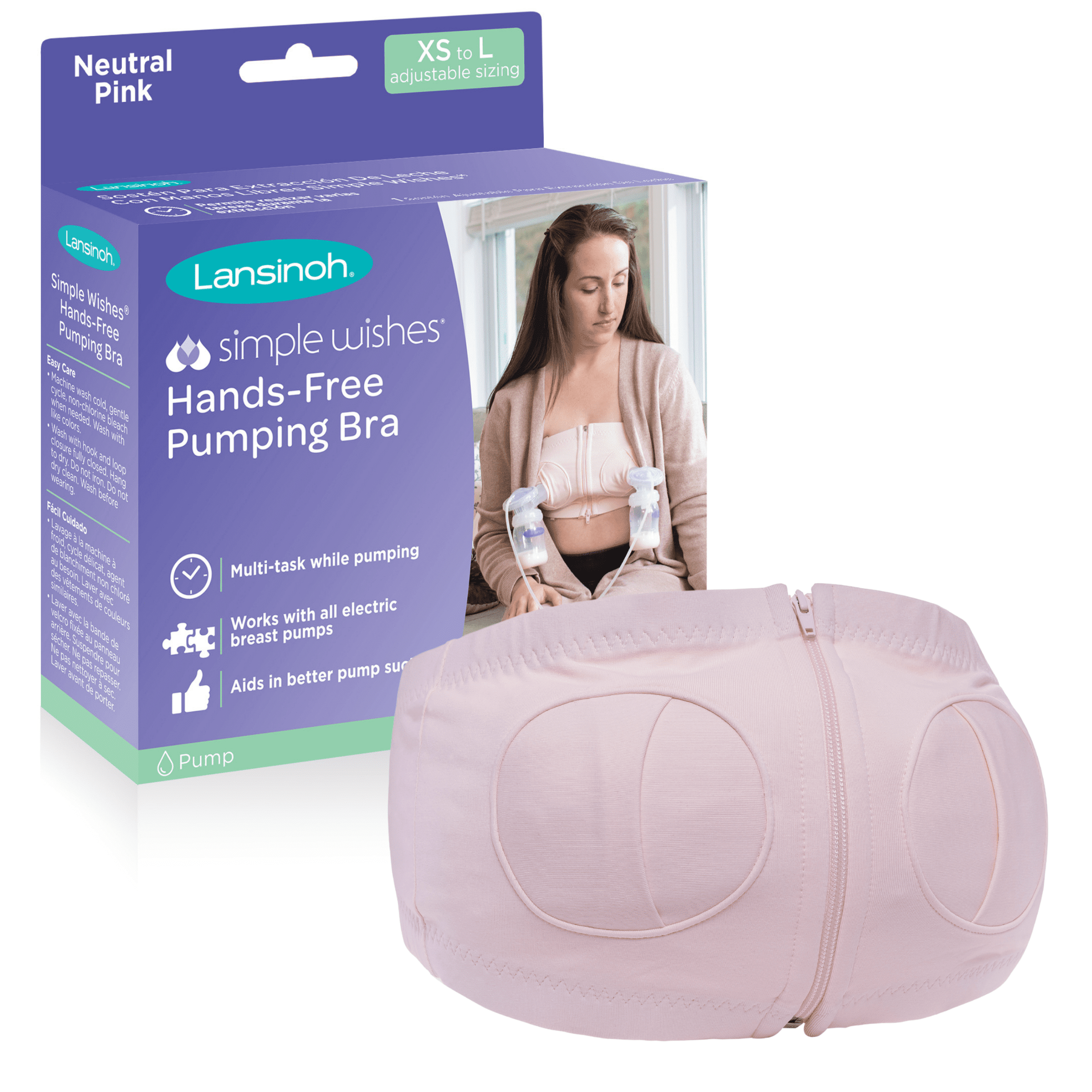 Hands Free Pumping Bra, Comfortable Breast Pump Bra with Pads,  Lupantte Adjustable Nursing Bra for Pumping .Fit Most Breast Pumps Like  Spectra, Lansinoh, Philips Avent etc. (Large) Skin : Clothing, Shoes