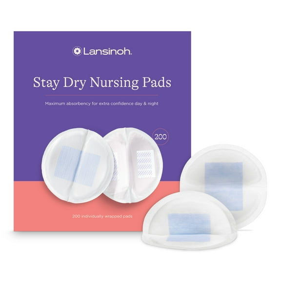 Lansinoh Stay Dry Disposable Nursing Pads, Soft and Super Absorbent Breast Pads, 200 Count